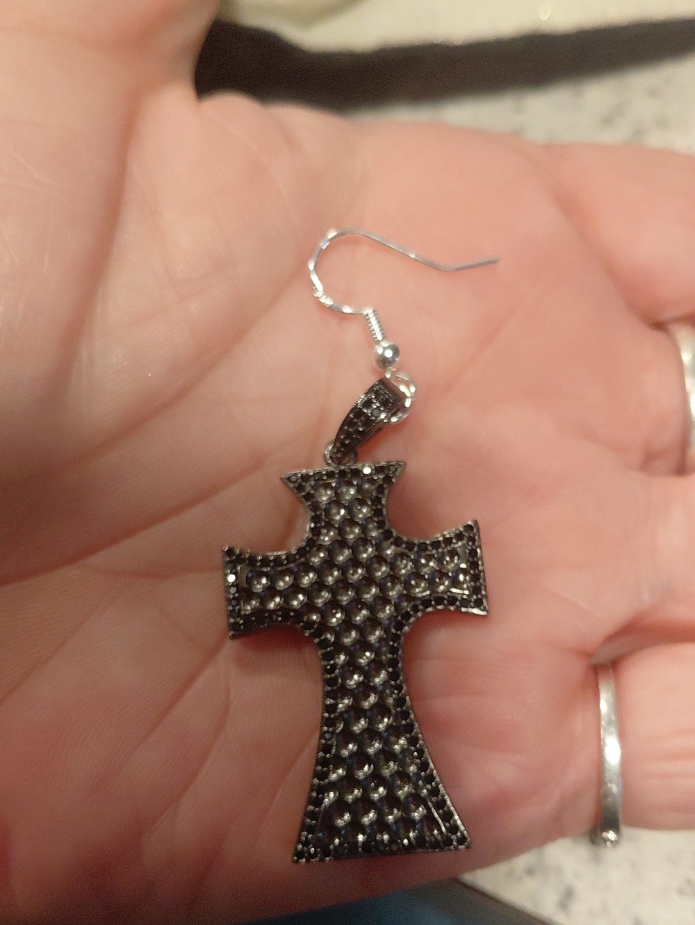 Black Pave Cross Necklace and Earrings Set - Picture 2 of 3